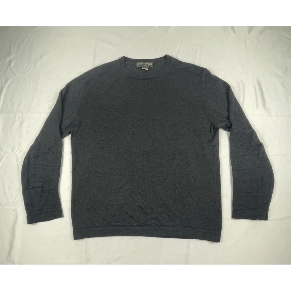 BANANA REPUBLIC MENS MEDIUM SILK CASHMERE CREW NECK SWEATER GRAY LONG SLEEVE